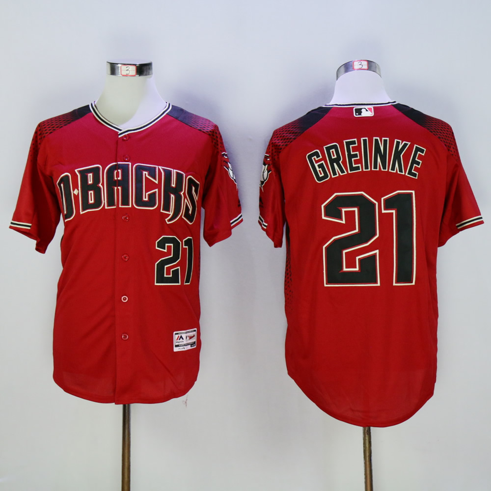 Men Arizona Diamondback #21 Greinke Red MLB Jerseys